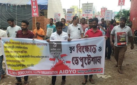 অল ইন্ডিয়া ডেমোক্রেটিক ইউথ অর্গানাইজেশনের মিছিল বারুইপুরে