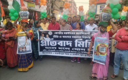 বারুইপুরে যুব তৃণমূলের মহামিছিল, কেন্দ্রের বাজেট ও ‘এসআইআর’-এর প্রতিবাদ