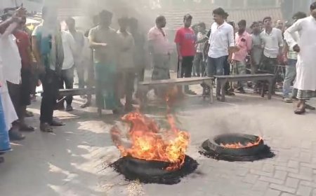 উত্তর ২৪ পরগনার বসিরহাটে বেআইনি মাটির গাড়ির ধাক্কায় দুই মৃত, রাস্তায় আগুন জ্বালিয়ে বিক্ষোভ