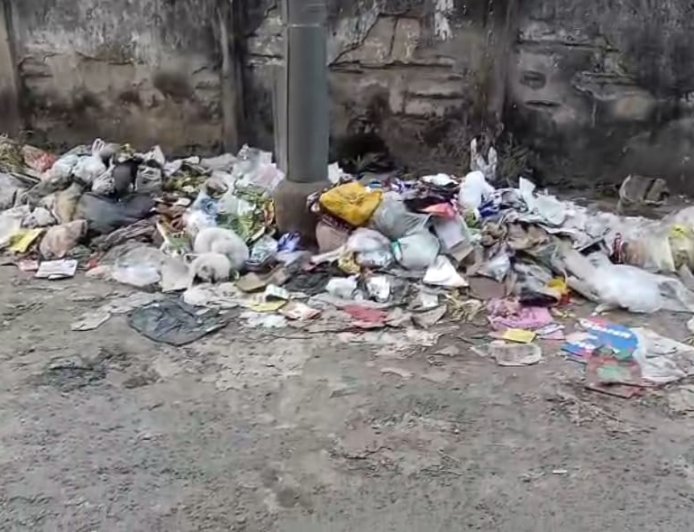 কামারহাটির দ্বৈপায়ন পল্লীতে বেহাল রাস্তা, নোংরার স্তূপে নাজেহাল বাসিন্দারা