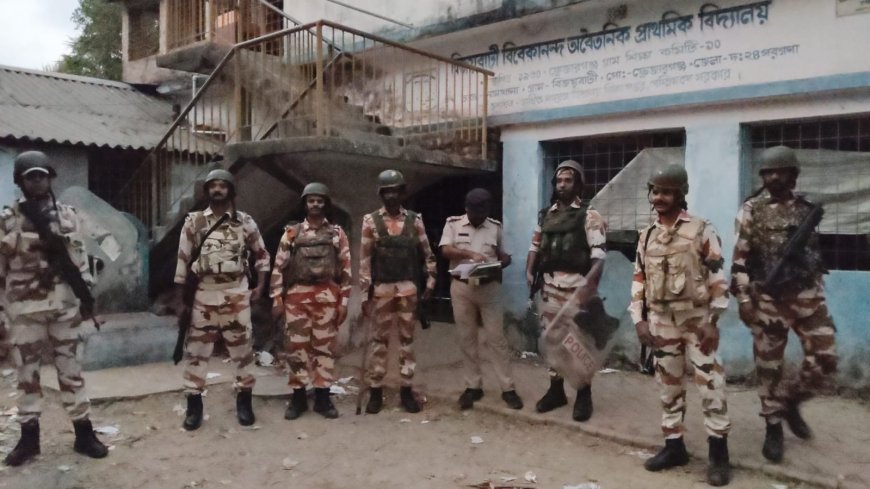 ভোটের দিন ঘোষণার আগেই নামখানায় কেন্দ্রীয় বাহিনী; পুলিশকে সঙ্গে নিয়ে চলছেরুট মার্চ