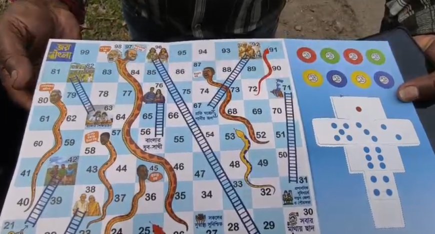 সাপ-লুডু'য় রাজনৈতিক বার্তা! :  রাজ্যজুড়ে তৃণমূলের অভিনব প্রচার কৌশল